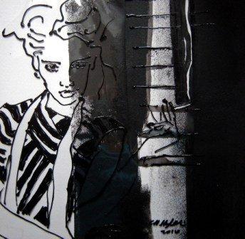 2 Maedchen mit Cigarette 25x25 Acryl auf Folie