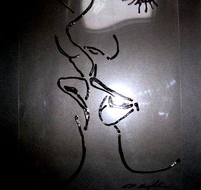 6 998 Verliebt 1  40x40 Glasfarbe auf Folie und Papier