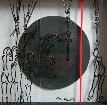 Hexen 1   Folie und Glasfarbe auf Holz  20x20  2012