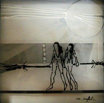 Hexen 8  Folie und Glasfarbe auf Holz  30x30   2012