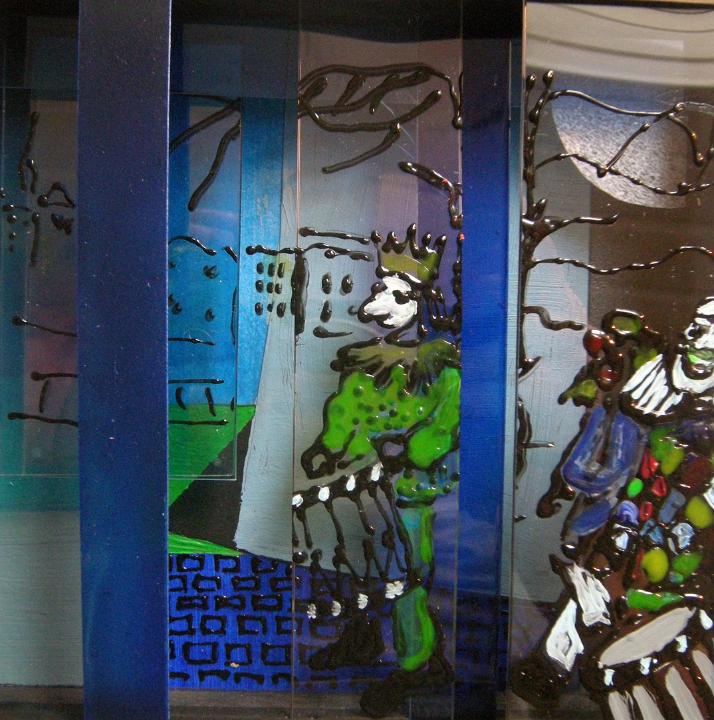 Am Rhein 15x15 Glasfarbe auf Folie und Holz 2013