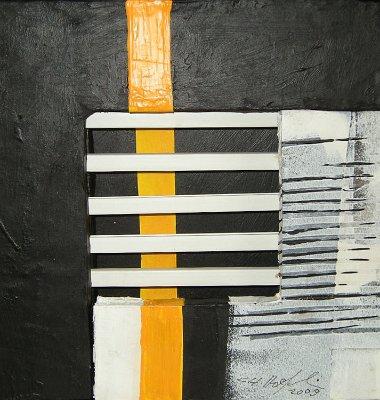 JALOUSIEN Aussen 3 25x25 Holz und Acryl auf Leinwand 2009