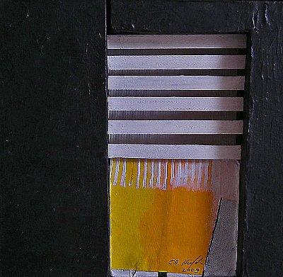 JALOUSIEN Aussen 5  25x25  Holz und Acryl auf Leinwand