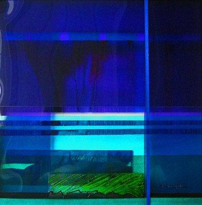 Iguassu 10 Folie und Glasfarbe auf Holz  42x42 2012