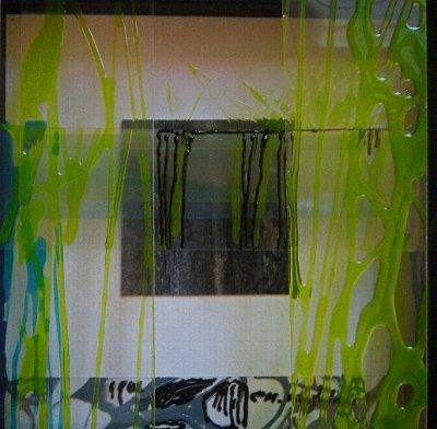 Iguassu Falls 1 Folie und Glasfarbe auf Holz  15x15  2012