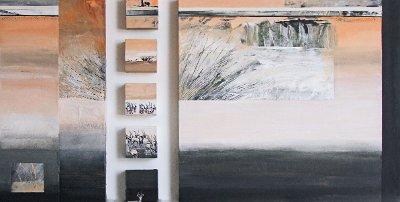 1 Einen Tag im Flussbett 8 Nachmittag   55x1.05  Acryl auf Holz und Papier
