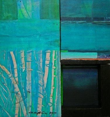 3 OKAVANGO 1   Acryl auf Papier auf Holz   28x30    2010